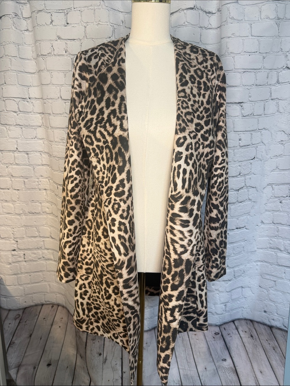 CAbi Leopard Print Wrap Jacket in Tan and Black